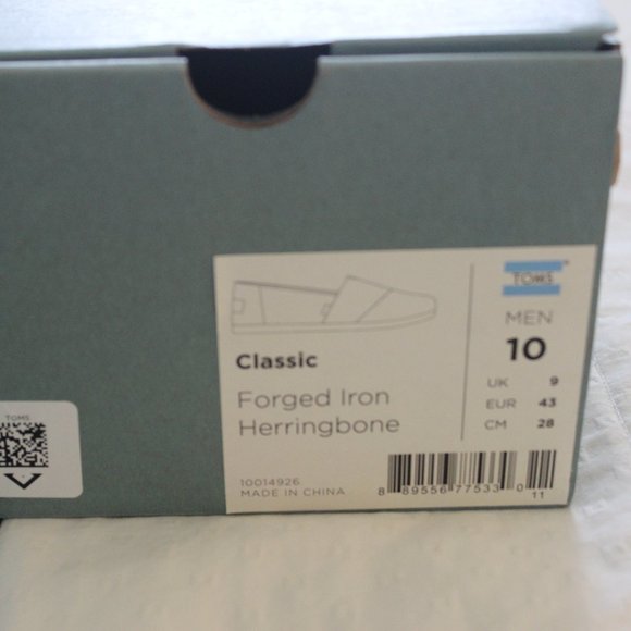 Men\'s TOMS Grey Herringbone Classic Slip-On Sz. 10 main image 5